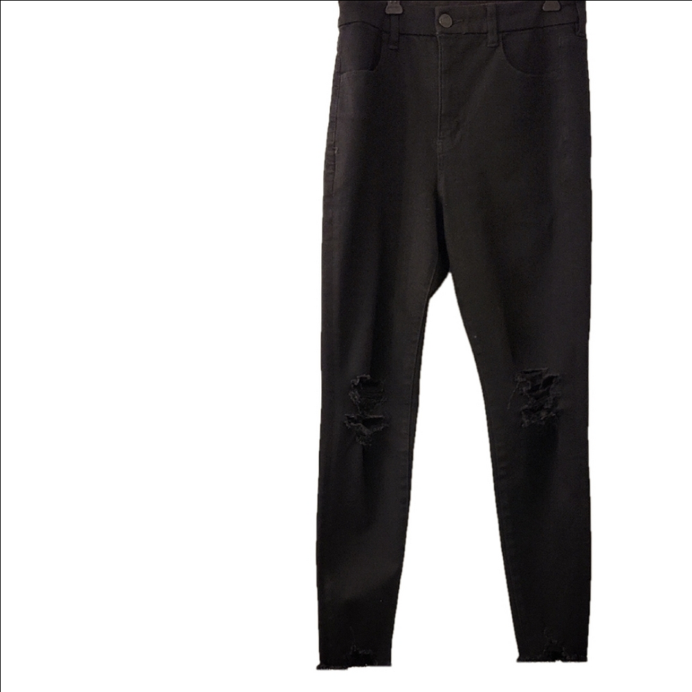 American Eagle Outfitters Black Skinny Jeans with Distressed Knees